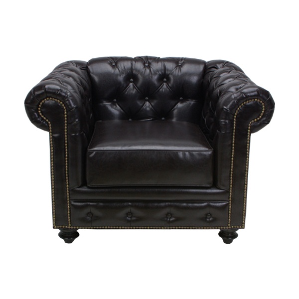 Black Leather Chesterfield Club Chair 