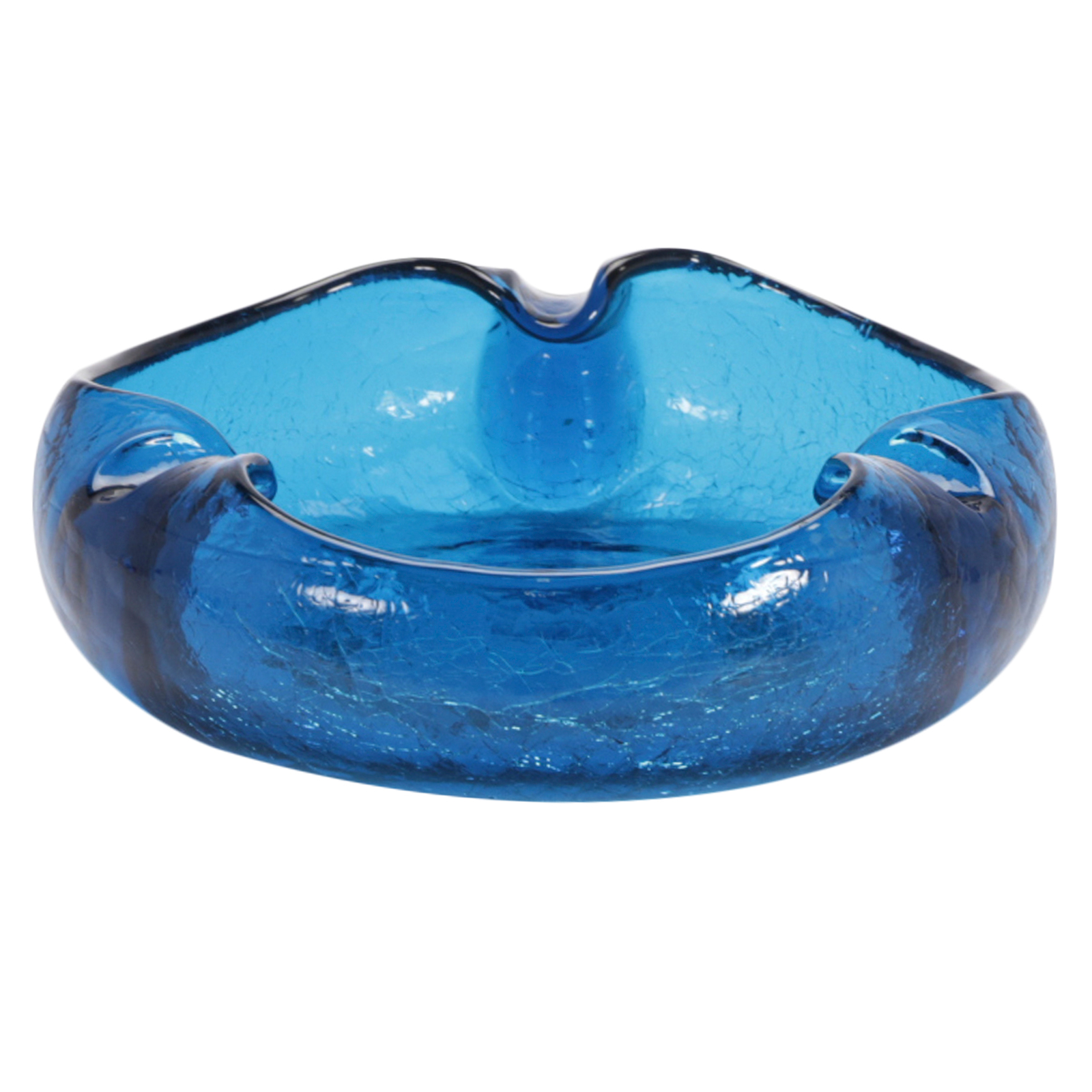 Vintage round clear blue glass ashtray, KIG ashtray, Small vintage  ashtray